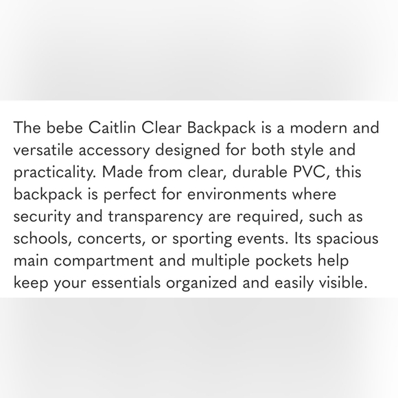 Bebe Clear and Black Women's Backpack - Picture 5 of 8